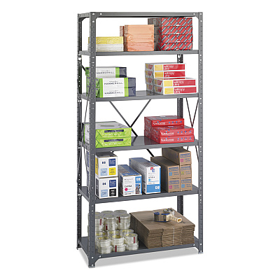 Safco Commercial Steel Shelving Unit, Six-Shelf, 36w x 18d x 75h, Dark Gray (SAF6269)