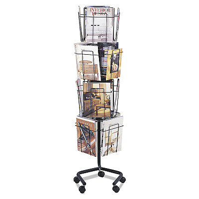 Safco Wire Rotary Display Racks, 16 Compartments, 15w x 15d x 60h, Charcoal (SAF4139CH)