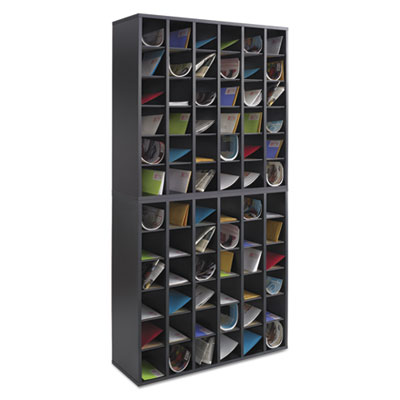 Safco Wood Mail Sorter with Adjustable Dividers, Stackable, 36 Compartments, 33.75 x 12 x 32.75, Black (SAF7766BL)