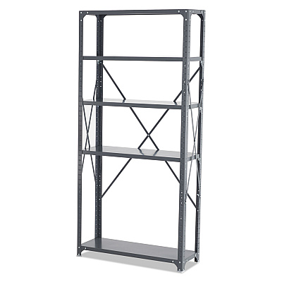 Safco Commercial Steel Shelving Unit, Five-Shelf, 36w x 12d x 75h, Dark Gray (SAF6265)