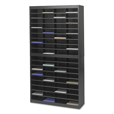 Safco Steel/Fiberboard E-Z Stor Sorter, 72 Compartments, 37.5 x 12.75 x 71, Black (SAF9241BLR)