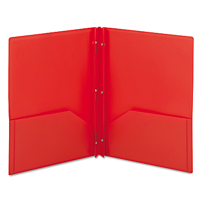 Smead Poly Two-Pocket Folder with Fasteners, 180-Sheet Capacity, 11 x 8.5, Red, 25/Box (SMD87727)