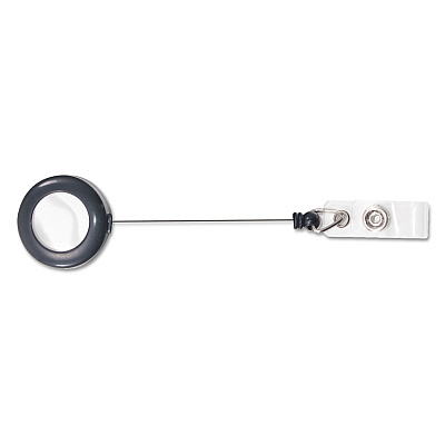 Advantus Deluxe Retractable ID Reel with Badge Holder, 24" Extension, Black, 12/Box (AVT75407)