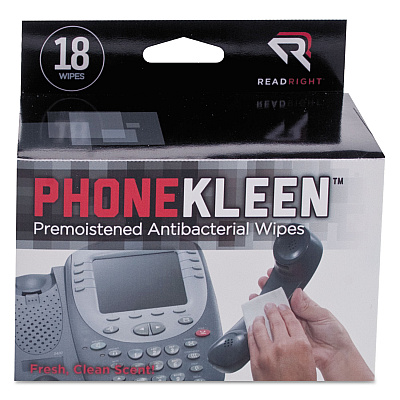 Read Right PhoneKleen Wet Wipes, Cloth, 5 x 5, 18/Box (REARR1203)