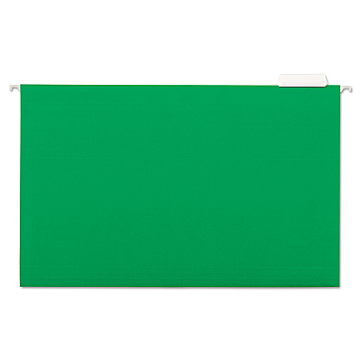 Universal Deluxe Bright Color Hanging File Folders, Legal Size, 1/5-Cut Tabs, Bright Green, 25/Box (UNV14217)