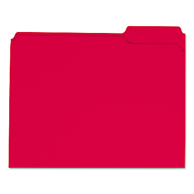Universal Reinforced Top-Tab File Folders, 1/3-Cut Tabs: Assorted, Letter Size, 1" Expansion, Red, 100/Box (UNV16163)
