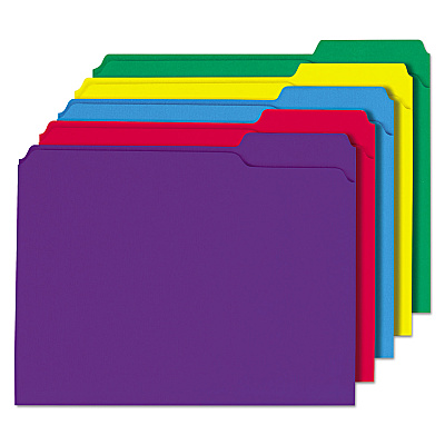 Universal Reinforced Top-Tab File Folders, 1/3-Cut Tabs: Assorted, Letter Size, 1" Expansion, Assorted Colors, 100/Box (UNV16166)