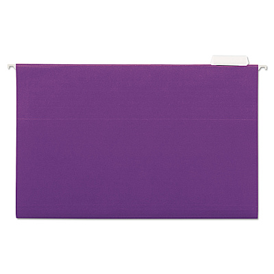 Universal Deluxe Bright Color Hanging File Folders, Legal Size, 1/5-Cut Tabs, Violet, 25/Box (UNV14220)