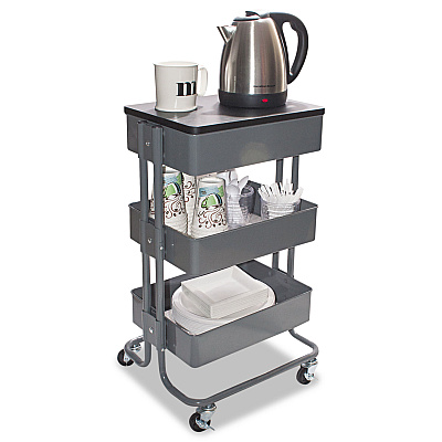 Vertiflex Adjustable Multi-Use Storage Cart and Stand-Up Workstation, 15.25" x 11" x 18.5" to 39", Gray (VRTVF51025)