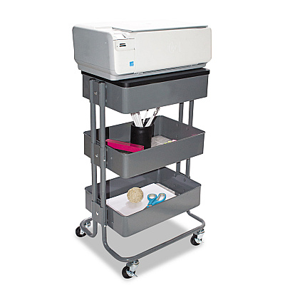Vertiflex Adjustable Multi-Use Storage Cart and Stand-Up Workstation, 15.25" x 11" x 18.5" to 39", Gray (VRTVF51025)