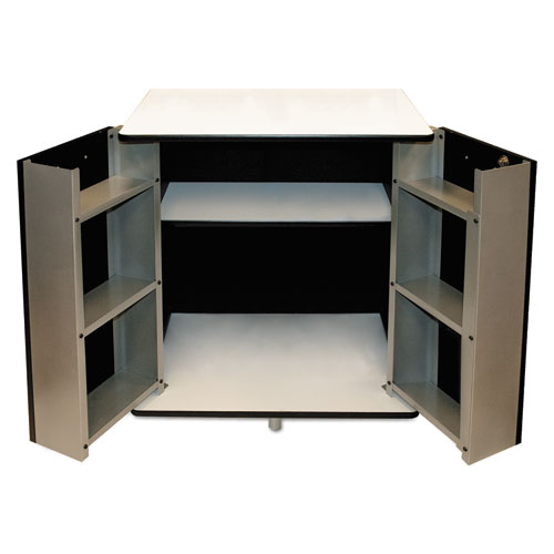 Vertiflex Refreshment Stand, Engineered Wood, 9 Shelves, 29.5" x 21" x 33", White/Black (35157)