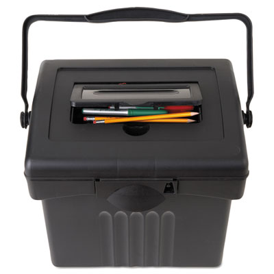 Storex File Box with Organizer, Letter Files, 14" x 11.25" x 14.5", Black (STX61502U01C)