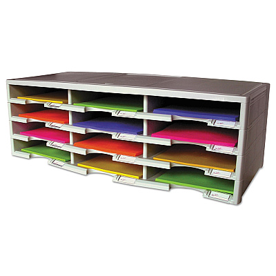 Storex Literature Organizer, 12 Compartments, 10.63 x 13.3 x 31.4, Gray (STX61601U01C)