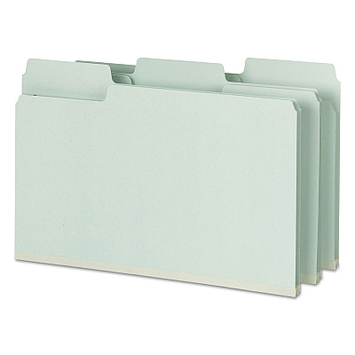 Smead SuperTab Pressboard Fastener Folders with Two SafeSHIELD Fasteners, 2" Expansion, Legal Size, Gray-Green, 25/Box (SMD19981)