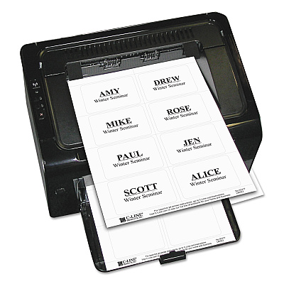 C-Line Laser Printer Name Badges, 3 3/8 x 2 1/3, White, 200/Box (CLI92377)
