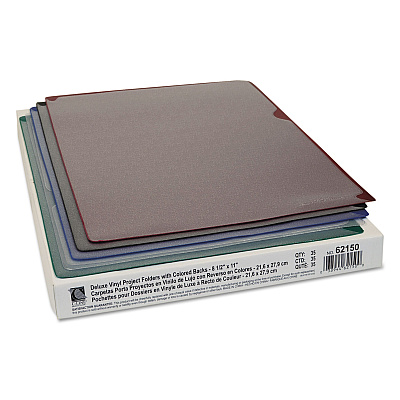C-Line Deluxe Vinyl Project Folders, Letter Size, Assorted Colors, 35/Box (CLI62150)
