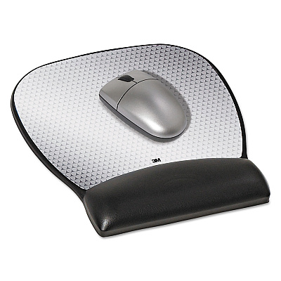 3M Antimicrobial Gel Large Mouse Pad with Wrist Rest, 9.25 x 8.75, Black (MMMMW310LE)