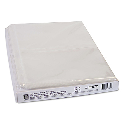 C-Line Clear Photo Pages for Four 5 x 7 Photos, 3-Hole Punched, 11.25 x 8.13, 50/Box (CLI52572)