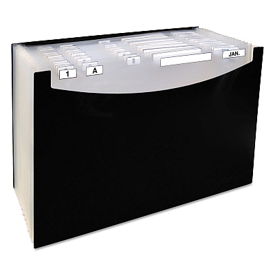 C-Line 21-Pocket Stand-Up Design Expanding File, 12" Expansion, 21 Sections, 1/5-Cut Tabs, Legal Size, Black (CLI48221)