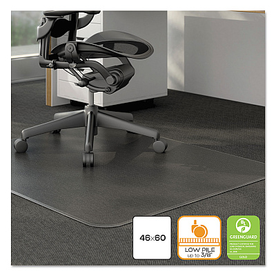 Alera Moderate Use Studded Chair Mat for Low Pile Carpet, 46 x 60, Rectangular, Clear (ALEMAT4660CLPR)