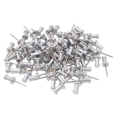 GEM Aluminum Head Push Pins, Aluminum, Silver, 0.63", 100/Box (GEMCPAL5)