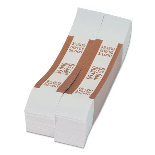 Pap-R Products Currency Straps, Brown, $5,000 in $50 Bills, 1000 Bands/Pack (405000)