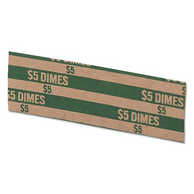 Pap-R Products Flat Coin Wrappers, Dimes, $5, 1000 Wrappers/Box (CTX30010)