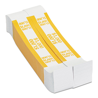 Pap-R Products Currency Straps, Yellow, $1,000 in $10 Bills, 1000 Bands/Pack (CTX401000)