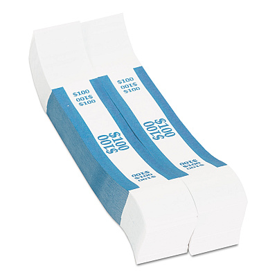 Pap-R Products Currency Straps, Blue, $100 in Dollar Bills, 1000 Bands/Pack (CTX400100)