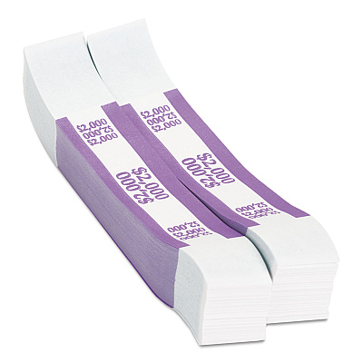 Pap-R Products Currency Straps, Violet, $2,000 in $20 Bills, 1000 Bands/Pack (CTX402000)
