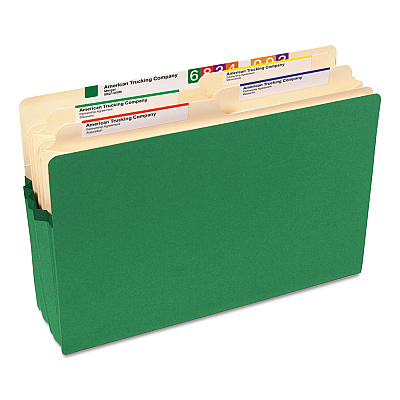 Smead Colored File Pockets, 3.5" Expansion, Legal Size, Green (SMD74226)