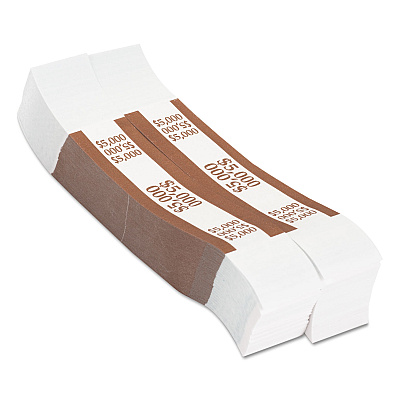 Pap-R Products Currency Straps, Brown, $5,000 in $50 Bills, 1000 Bands/Pack (CTX405000)