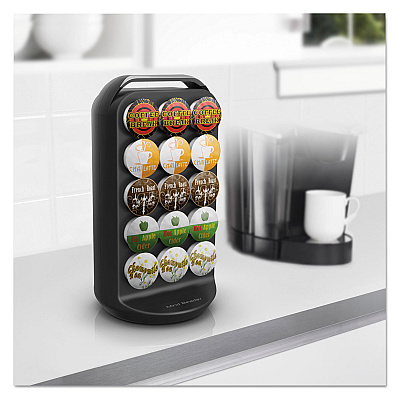 Mind Reader Coffee Pod Carousel, Fits 30 Pods, 6.8 x 6.8 x 12.63, Black (EMSCRS02BLK)