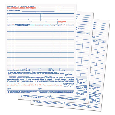TOPS Bill of Lading, Three-Part Carbonless, 8.5 x 11, 50 Forms Total (TOP3846)