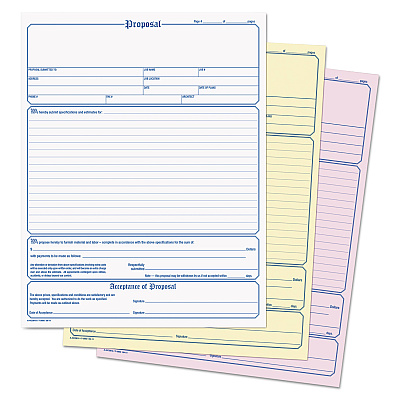 Adams Contractor Proposal Form, Three-Part Carbonless, 8.5 x 11.44, 50 Forms Total (ABFNC3819)