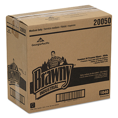 Brawny Professional Medium Duty Premium DRC Wipers, 7.78 x 13.25, Unscented, White, 260/Roll, 4 Rolls/Carton (GPC20050)