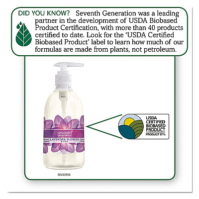 Seventh Generation Natural Hand Wash, Lavender Flower and Mint Scent, 12 oz, 8/Carton (SEV22926CT)