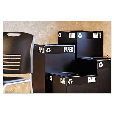 Safco Public Square Recycling Receptacles, Paper Recycling, 42 gal, Steel, Black (SAF2984BL)