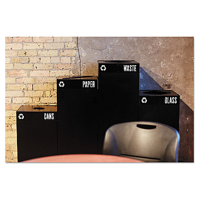 Safco Public Square Recycling Receptacles, Paper Recycling, 42 gal, Steel, Black (SAF2984BL)