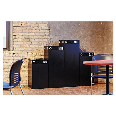 Safco Public Square Recycling Receptacles, Paper Recycling, 42 gal, Steel, Black (SAF2984BL)