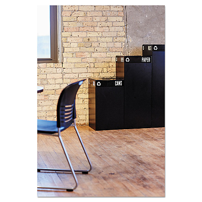 Safco Public Square Recycling Receptacles, Paper Recycling, 42 gal, Steel, Black (SAF2984BL)