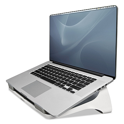 Fellowes I-Spire Series Laptop Lift, 13.19" x 9.31" x 4.13", White/Gray, Supports 10 lbs (FEL9311201)
