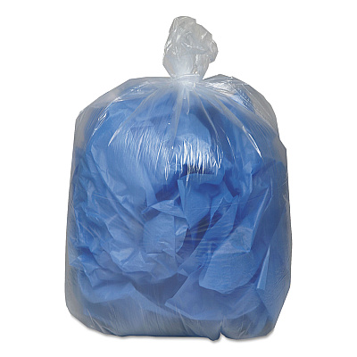 Classic Clear Linear Low-Density Can Liners, 56 gal, 0.9 mil, 43" x 47", Clear, 10 Bags/Roll, 10 Rolls/Carton (WBI434722C)