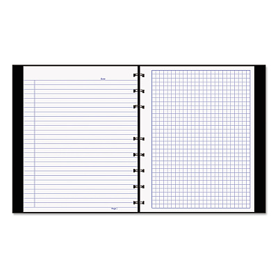 Blueline NotePro Quad Notebook, Data/Lab-Record Format with Narrow and Quadrille Rule Sections, Black Cover, (96) 9.25 x 7.25 Sheets (REDA44C81)
