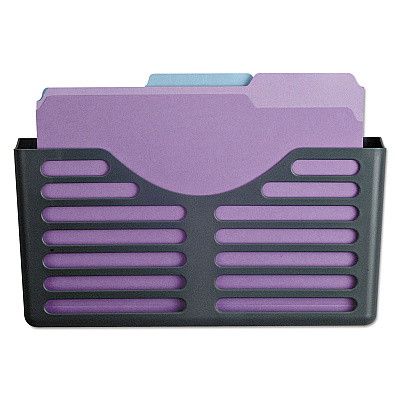 Officemate VerticalMate Cubicle Wall File Pocket, Plastic, Letter Size, 11.5" x 2" x 9", Slate Gray (OIC29152)