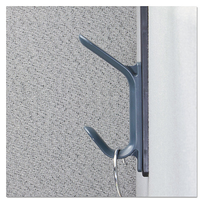 Universal Recycled Cubicle Double Coat Hook, Plastic, Charcoal (UNV08607)