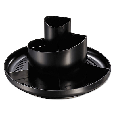 Universal Rotary Desk Organizer, 11 Compartments, Plastic, 8.75" Diameter x 5.38"h, Black (UNV08151)