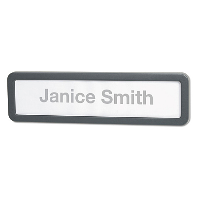 Universal Recycled Cubicle Nameplate with Rounded Corners, 9 x 2.5, Charcoal (UNV08223)