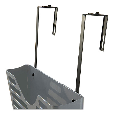Universal Recycled Plastic Cubicle Triple File Pocket, Cubicle Pins Mount, 13.5 x 4.75 x 28, Charcoal (UNV08163)