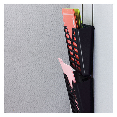 Officemate VerticalMate Cubicle Wall File Pocket, 3 Sections, Letter Size, 13.5" x 6" x 28", Charcoal, 3/Pack (OIC29314)